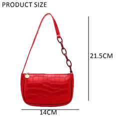SYGA Women's Red Handbags Crocodile Pattern Bag Ladies Shoulder Bag