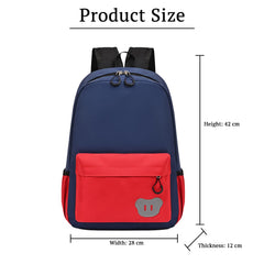SYGA Kids Schoolbag, Breathable, Waterproof, Customized Logo Backpack For Kindergarten And Elementary School Students (Small Dark Blue With Red)