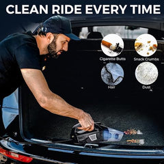 Woscherr AirVac Pro Car Vacuum Cleaner 2in1 & Tyre Inflator for Car and Bike 150 PSI |120 Watt Car Vaccine Cleaner High Power 5500PA Handheld|LED Light| Auto Shut Off| Wet/Dry Use