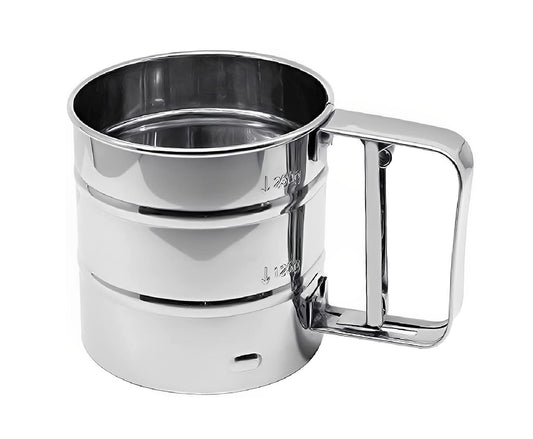 SYGA Baking Stainless Steel Shaker Sieve Cup Manual Flour Sifter with Measuring Scale Mark for Flour Icing Sugar