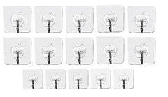 Shivstor 15 Pack Self Adhesive WallHook Heavy DutyHook for Hanging Without Drilling Transparent Nail Free StickyHook Strong Wall Hanger Set of 15 FlowerHook for Kitchen Bathroom Home Storage