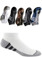 MOMISY Men's Premium Cotton Cushion Ankle length Socks, (Multicolor) Pack of 5 (Free Size) (3 Stripes)