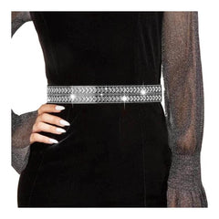 SYGA Women's Rhinestone Elastic belt with diamonds, fashionable and versatile dress, crystal girdle Belt