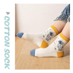 SYGA 5 Pairs Baby Girl & Baby Boy Socks, Toddlers Infant Cotton Stretch Crew Socks with Space Design, Suitable for 9 Months to 2 Years baby