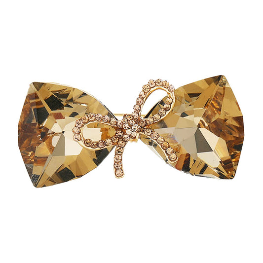 SYGA Brooch HALF-TIE Pin Fashion Crystal Rhinestone Jewellery Pin Vintage Accessories Decoration Clothing Bouquet Brooches for Bridal Women Girl (GOLDEN)