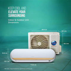 Lloyd Stellar Grace 1.5Ton 5 Star Wi-Fi Inverter Split AC (6 in 1 Expandable,Mood Lighting, In-Built Air Purifier, Direct Voice Command, White & Warm Grey with Wooden Finish, New Launch GLS18V5FWMGT)