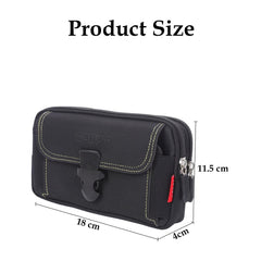 MOMISY Nylon Travel Utility Pouch for Men's – Solid Color Outdoor Phone Bag with Buckle & Dual Zipper Compartments (Black)