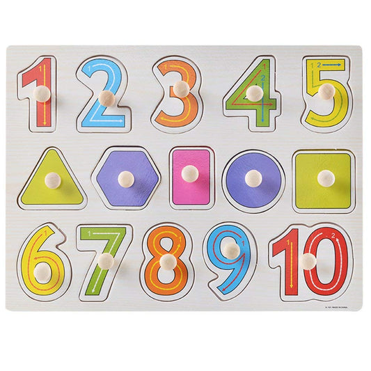 SYGA Educational Wooden Shapes and Digits Block Puzzle Shape & Digits Learning Toy