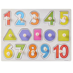 SYGA Educational Wooden Shapes and Digits Block Puzzle Shape & Digits Learning Toy