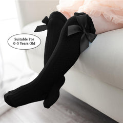 SYGA Baby Girls Mesh Nylon Bow Socks Suitable for Ages 0-3 Years(White)