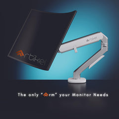ARTIKEL Monitor Desk Mount Adjustable Spring Assisted Monitor Arm VESA Mount with C Clamp Grommet Mounting Base Computer Monitor Stand (Sleek White, Single)