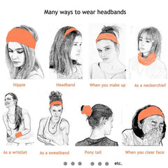 MOMISY 3Pcs Headbands for Women Yoga Running Sports Workout Hiking Hairband Elastic Non Slip Sweat for Girls- Black Peach Red Flower
