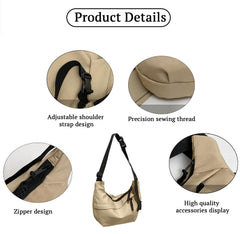 SYGA Women's Western Crossbody Bag, Large Capacity, Zipper Closure, Adjustable Strap (Khaki)