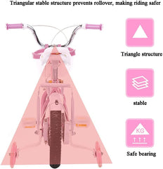 SYGA Princess Bicycles for Kids 5-9 Years Children's Basket Bicycle Magnesium Alloy (18INCH,Pink)