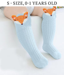 SYGA Baby Socks Boneless Over-The-Knee Thigh Socks Anti-Mosquito Long-Leg Walking Knitted Socks Suitable For 0-1 Years Old (White Elephant, Size S)