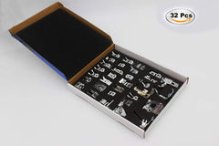 Imported 32 Sewing Machine Presser Foot Kit fit for Brother Singer Janome (Silver)