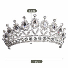 SYGA Crown Tiaras Princess Antique Bronze Crystal Rhinestone Bride Diamond Women Headband Wedding Jewelry Hair Accessories - White Diamond (Silver)