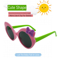 SYGA Children's Goggles Panda Style Bow Tie Sunglasses Anti-UV Lens Eyewear Kids Sunglasses (Blue Frame Pink Legs)