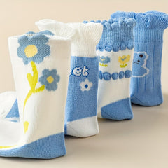 SYGA 5 Pairs Baby Girl & Baby Boy Socks, Toddlers Infant Cotton Stretch Crew Socks Suitable for 2-5 year baby