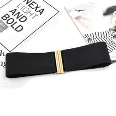 SYGA Women's Bamboo Pattern Buckle Elastic Girdle Waistband Outer Dress Decorative Belt (Black)