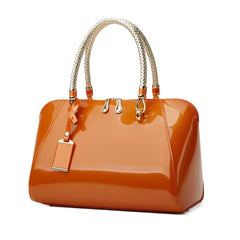 SYGA Gloosy versatile patent leather women's bags, texture and personality, portable Handbag, crossbody bag(ORANGE)