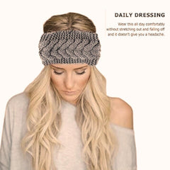 MOMISY HeadBand Wool Blend for Girls and Women (Geometric, Brown)