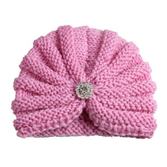 SYGA Baby Turban Winter Cap Handmade Woolen Warm Knit Infant Toddler Unisex Baby Hat 0-3 Years (Black)