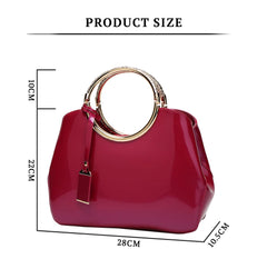 SYGA Leather Glossy Women's Bag Bride Wedding Handbag Women's One Shoulder Crossbody Stylish Bag(ROSE RED)