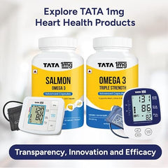 1MG Tata Arm Blood Pressure Monitor | Fully Automatic Portable Digital BP Machine For Home | Large LCD Display | Powered With USB Cable Or AA Batteries | Stores 90 Sets Of Memory For 2 Users, White