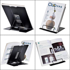 SYGA Reading Bookshelf Metal Mini Book Stand,Book Holder, Adjustable Cookbook,Documents Holder, Portable Bookstand for Music Books, Textbook, Recipe,Tablet, Ipad(Black)