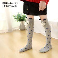 MOMISY 1 Pair of Baby Spring Winter And Autumn Combed Cotton Long Tube Knee-High Socks Suitable Age of 3 to 12 Years (IN, Age, 3 Years, 12 Years, BlueDot)