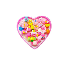SYGA Kids Girls Cartoon Pretend Play Toy Fancy Finger Rings for Birthday Gifts Comes in Pink Heart Shape box-24pcs