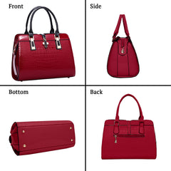SYGA Leather Hand-Held Crocodile Pattern Women's Bag Single-Slant Handbag(BURGUNDY)