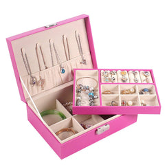 SYGA Princess Leather European Style Lock Jwellery Earrings Decorative Box_Red
