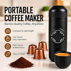 Portable Manual Espresso Coffee Maker, Compatible with Fliter Coffee Powder or Capsule for Home, Office, Camping & Travel, 1 Cup