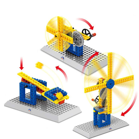 Syga 50 pcs 3 in 1 Structures Plastic Building Windmill, Small Windmill, Catapult (1302)- Multi Color