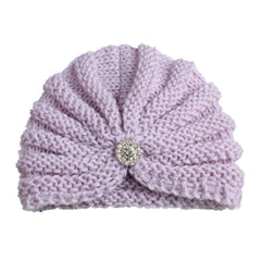 SYGA Baby Turban Winter Cap Handmade Woolen Warm Knit Infant Toddler Unisex Baby Hat 0-3 Years (Black)