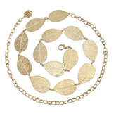 SYGA Women's Dress Waist Chain Metal Leaf Hook Chain Simple Decorative Thin Belt(Gold)