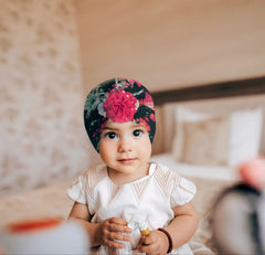 SYGA Baby Turban Hat, Toddler Beanie Cap Infant Hat 6 Month-4 Years Cotton Floral Baby Cap Headwear Unisex with Big Flower Soft Cute Hat