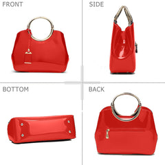 SYGA Leather Glossy Women's Bag Bride Wedding Handbag Women's One Shoulder Crossbody Stylish Bag(RED)