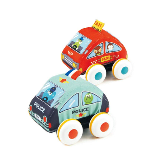 SYGA Medium Size 2 Pcs Square and Triangle Shaped 4 Wheels Pullback Cloth Car