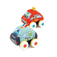 SYGA Medium Size 2 Pcs Square and Triangle Shaped 4 Wheels Pullback Cloth Car