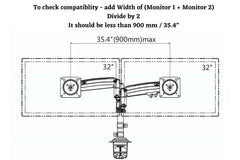 22''- 35'' Dual Monitor Desk Mount Stand Full Motion Swivel Monitor Arm Gas Spring Upto 12kg H180