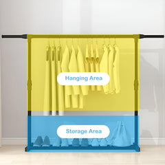 STANSY Garment Rack Freestanding Hanger | Multi-Functional Single Pole Clothing Rack | New Model 90 mm Extendable, 150 cm Long | Heavy-Duty Metal Clothes Stand for Bedroom & Closet