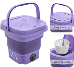Portable Mini Washing Machine 9L – Upgraded Foldable Electric Washer with Spin Dryer, 3 Wash Modes, Large Capacity Compact Deep Cleaning Washer for Baby Clothes, Underwear, Travel & Home Use