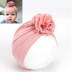 SYGA Unisex Baby Cap Nylon Cotton Flower Turban Hat Soft,Stretchable for Baby Cap 0-3 Years Black