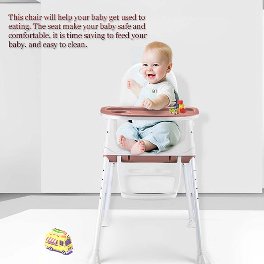 SYGA High Chair for Baby Kids,Safety Toddler Feeding Booster Seat Dining Table Chair (Plain, Brown)