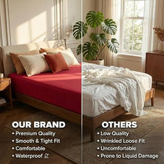 Utopia Bedding Waterproof Mattress Protector, Cotton Terry Fabric, King Size, Brown, Breathable & Elastic Fitted