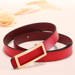SYGA Women's Belt PU Leather Genuine Cowhide, Simple And Fashionable Decorative Suit Trouser Belt(Red)