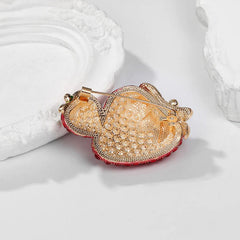 SYGA Brooch Pin Fashion Crystal Rhinestone Jewellery Pin Vintage Clothing Accessories Decoration Full-Diamond Double Strawberry Brooches For Women- S251